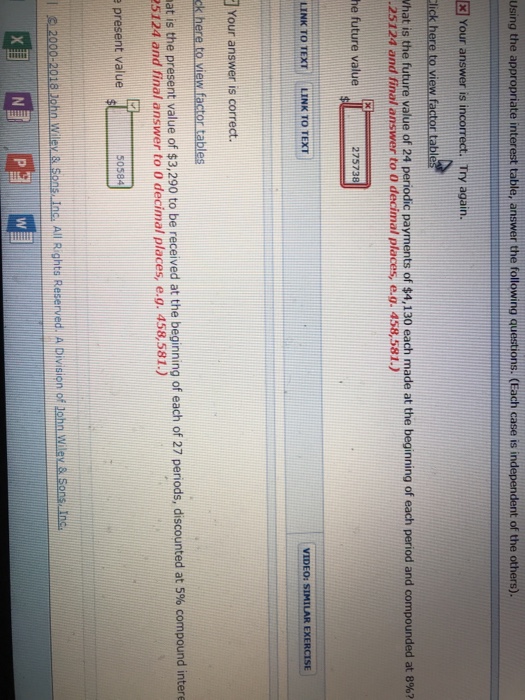  Using the appropriate interest table, answer the following questions, Each case