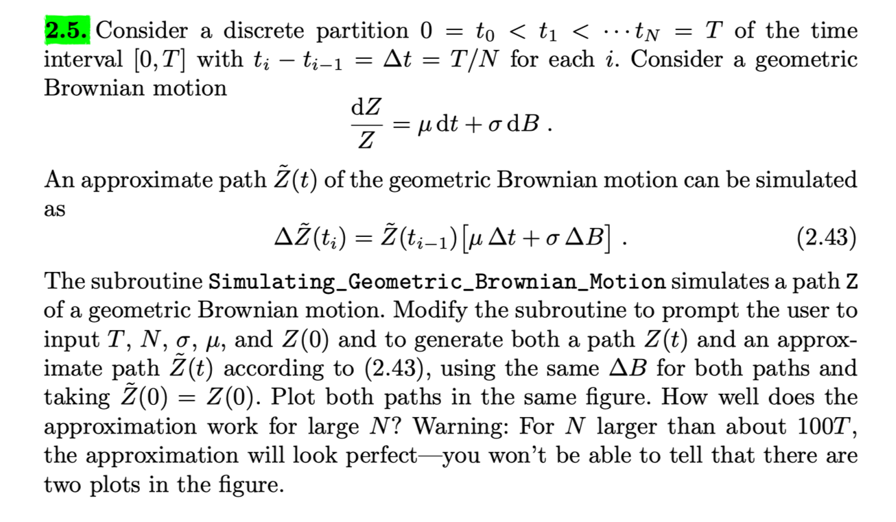  = = 2.5. Consider a discrete partition 0 = to