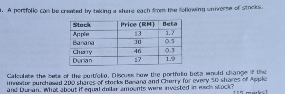  2. A portfolio can be created by taking a share each