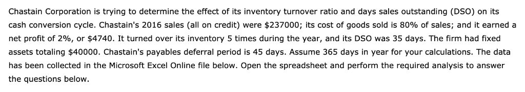  a. Calculate Chastain's cash conversion cycle. Round your answer to two