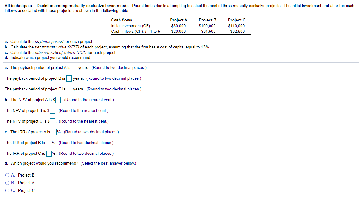 PLEASE refer to data table and requirements for your answer as