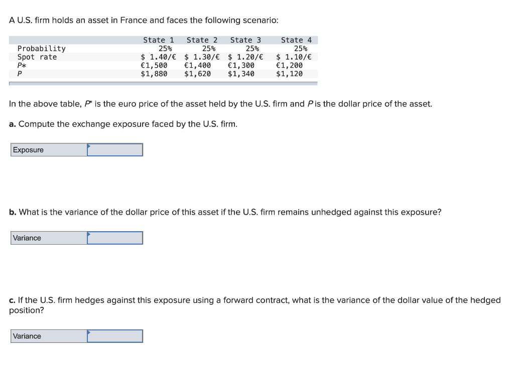 Please help with whatever you can do :) A U.S. firm holds
