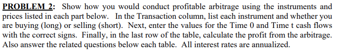 PROBLEM 2: Show how you would conduct profitable arbitrage using the