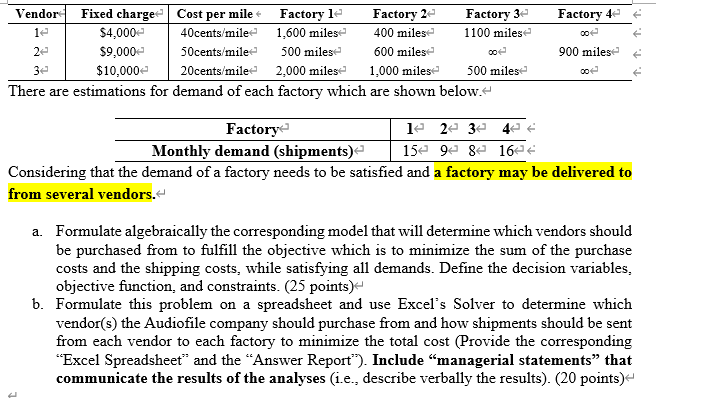 integer programming and transportation problem The Audiofile company produced boomboxes. However, management