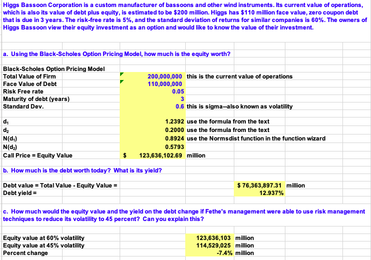 Please show excel calculation, not just the answer question d and e.