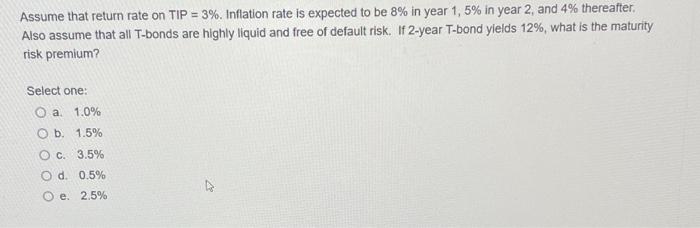 need help with this Assume that return rate on TIP = 3%.
