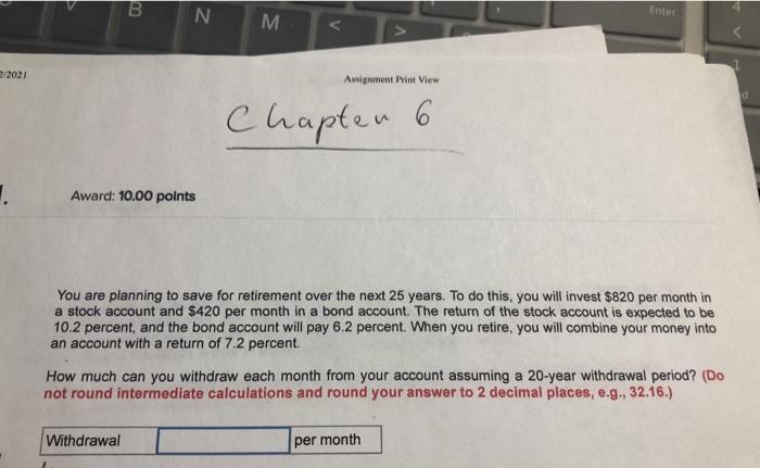  B N Ent M V2021 Assignment Print View Chapter 6 6