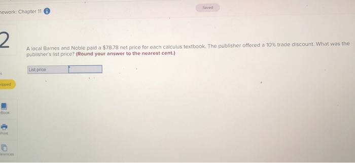  Saved ework: Chapter 11 A local Barnes and Noble paid a