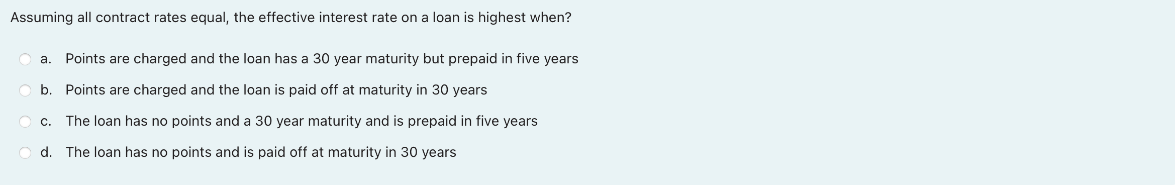 Assuming all contract rates equal, the effective interest rate on a