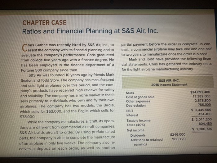  I need to answer questions 1 to 4..plz CHAPTER CASE Ratios