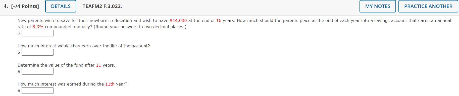  4. [-14 Points] DETAILS TEAFM2 F.3.022. MY NOTES PRACTICE ANOTHER New