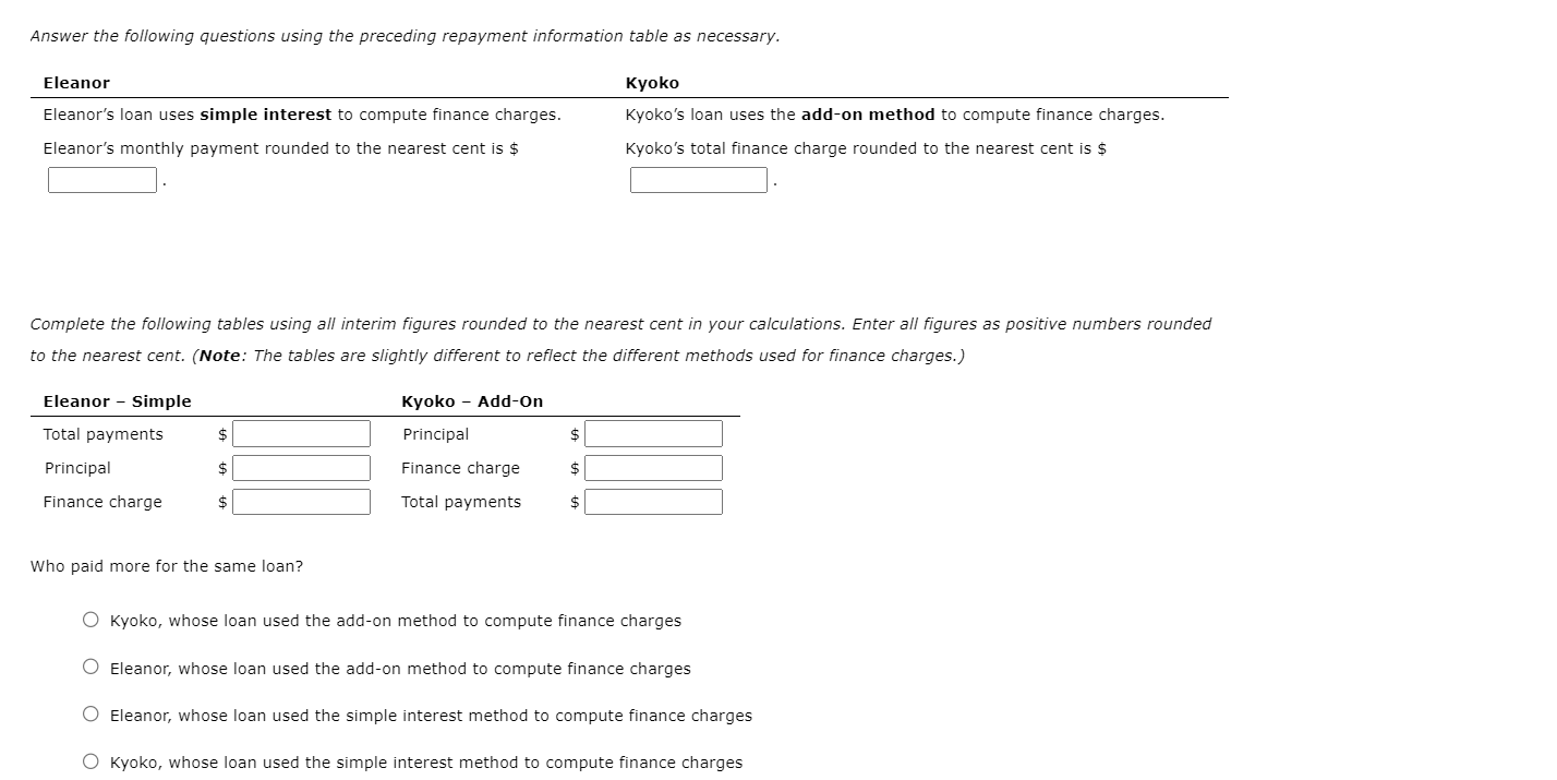 methods to compute finance charges Comparing Loan Payments Using the Simple-Interest and