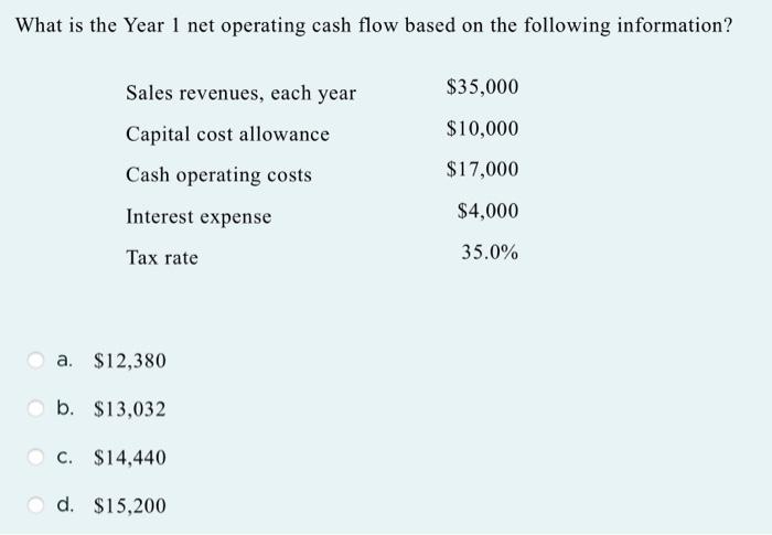  What is the Year 1 net operating cash flow based on