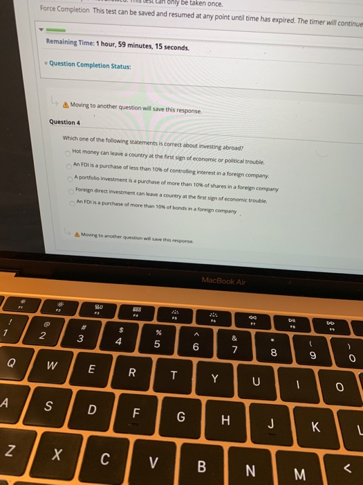  only be taken once. Force Completion This test can be saved
