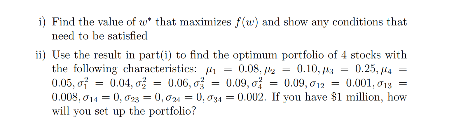 autw (1 - awPw subject to : WT1v 1 where a (0,1),