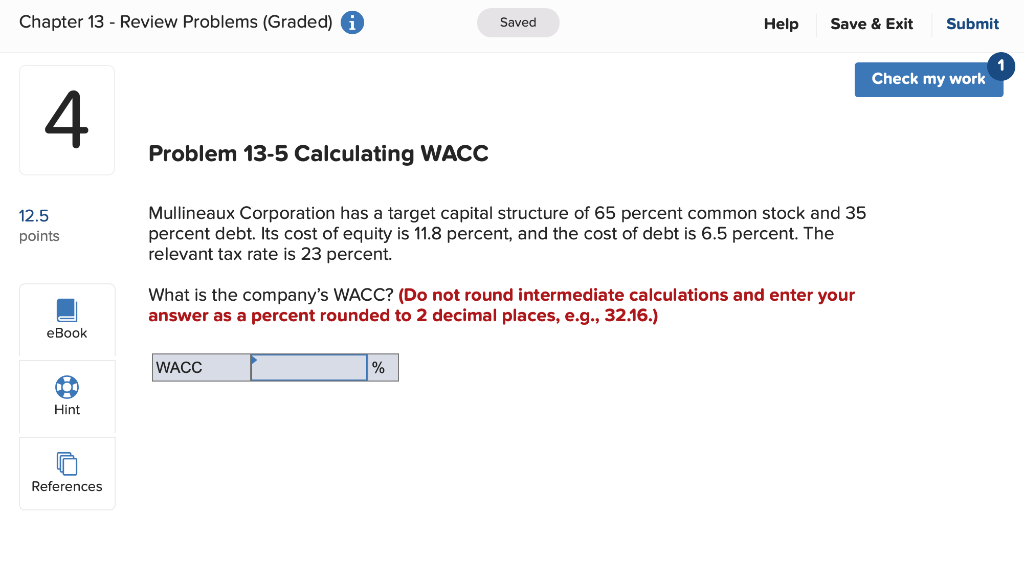  Chapter 13 - Review Problems (Graded) A Saved Help Save &