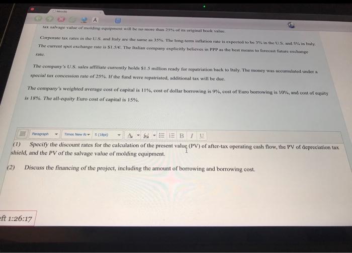 seeing many people need these answers thanks! Capital Budgeting Analysis (6 questions:
