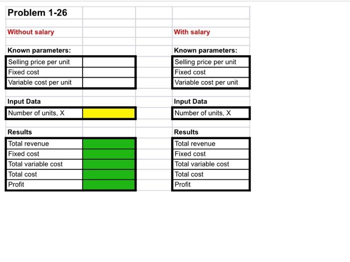  please solve this problem Problem 1-26 Without salary With salary Known