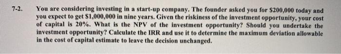 Please show work and explain how you got the answer 7-2. You
