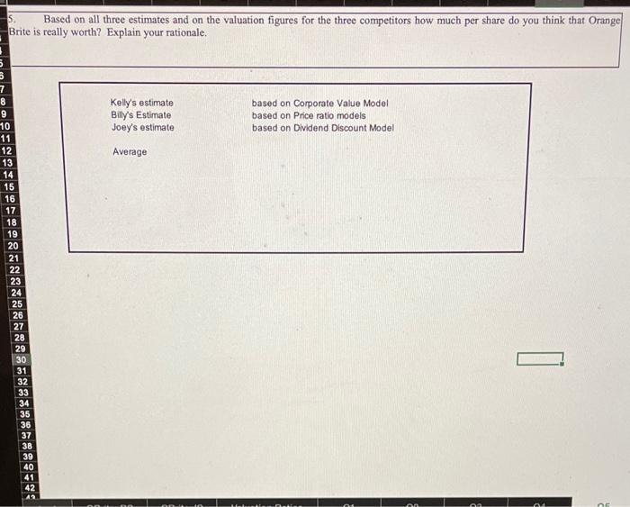  Based on all three estimates and on the valuation figures for