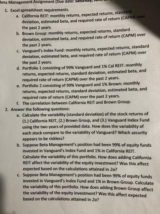 each stock using Vanguard's Index returns as a proxy for the Market