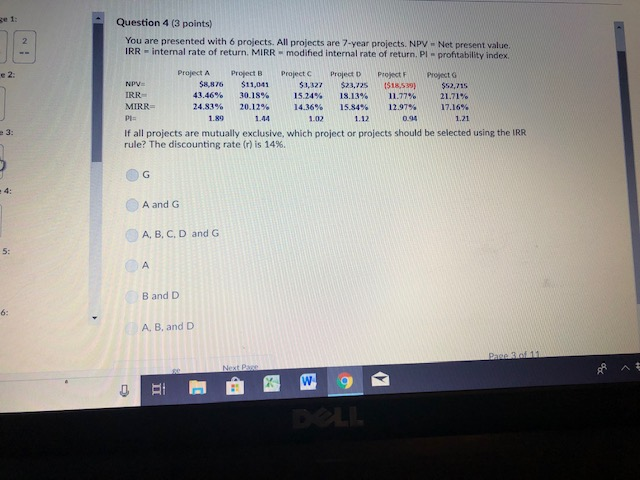ce 1: Question 4 (3 points) You are presented with 6