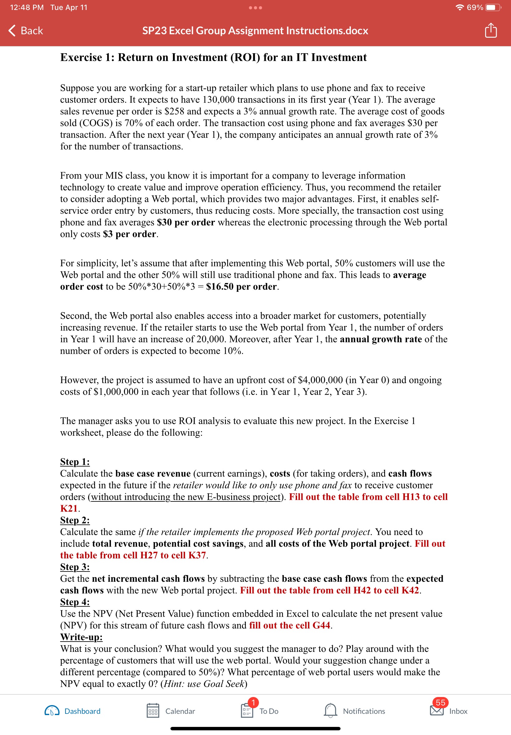 please help me fill it in and find net present value Suppose