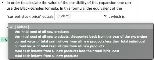 Black-Scholes formula. In this formula, the equivalent of the "current stock price"