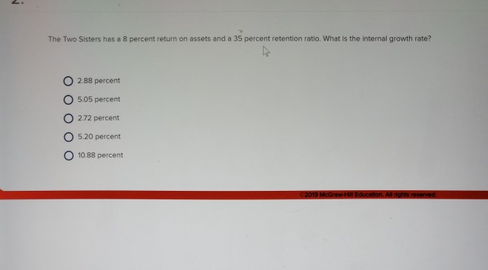  The Two Sisters has a 8 percent return on assets and