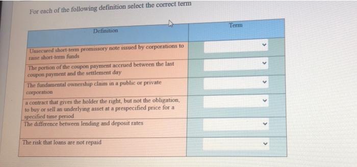  quickly please I just want the final answer. For each of