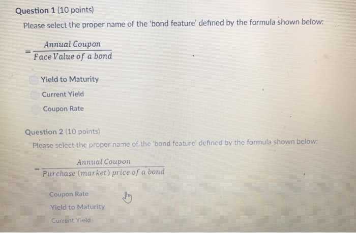 Questions 1 and 2 Question 1 (10 points) Please select the proper