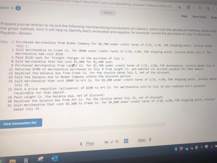  Wext/map/index.html?con conexternal browser.caunchurisht apter 4 Save Ex Prepare journal entries to