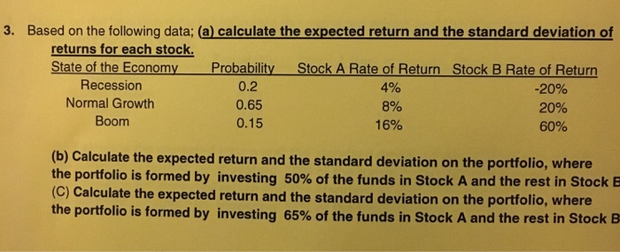 solve for #3 3. Based on the following data; (a) calculate the