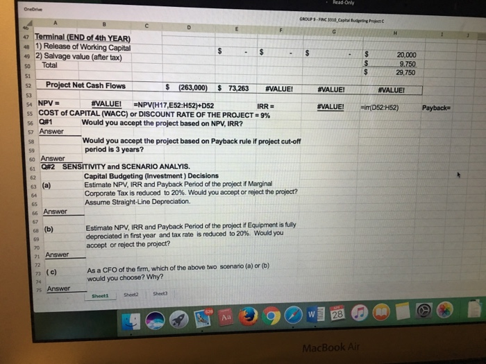 Cash flows, NPV, IRR and PayBack Period (c) Develop Problem-Solving and Critical