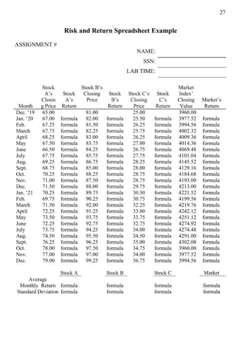 provided. what is the average monthly return and standard deviation? q#1 we