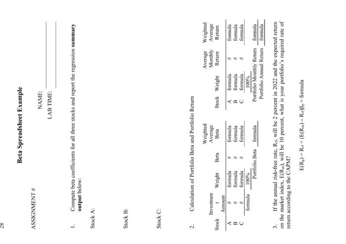 need stock A, B, and C's Beta. q#2 we need to calculate