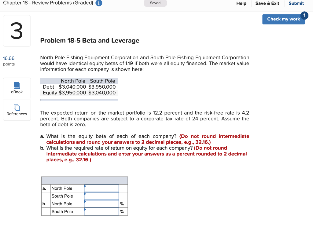  Chapter 18 - Review Problems (Graded) Saved Help Save & Exit