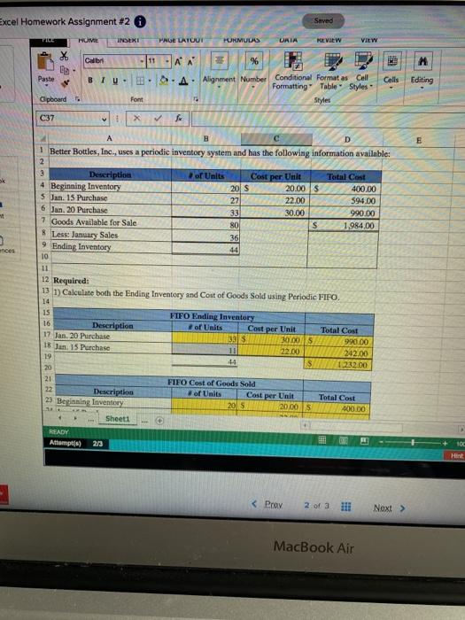 a periodic inventory system and has provided its January Inventory account activity.