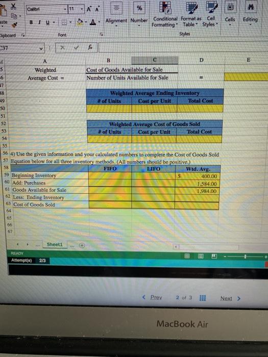 methods. Use the Information Included in the Excel Simulation and the Excel