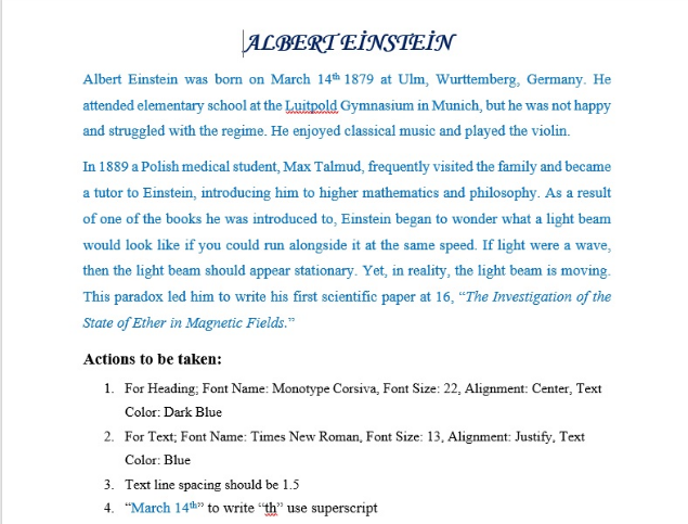 Write what you see, then do the actions. ALBERT ENSTEN Albert Einstein