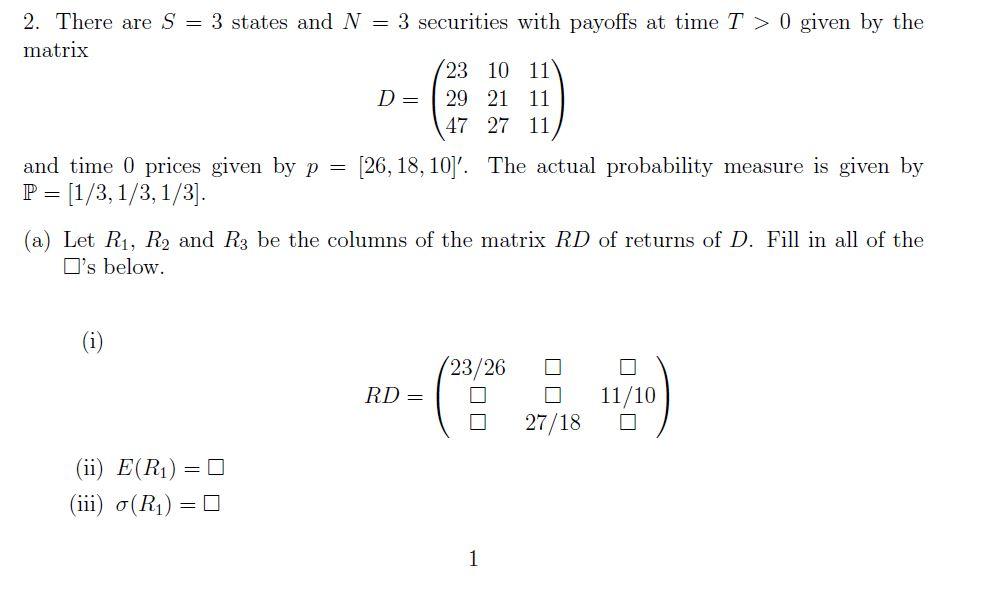  2. There are S = 3 states and N = 3