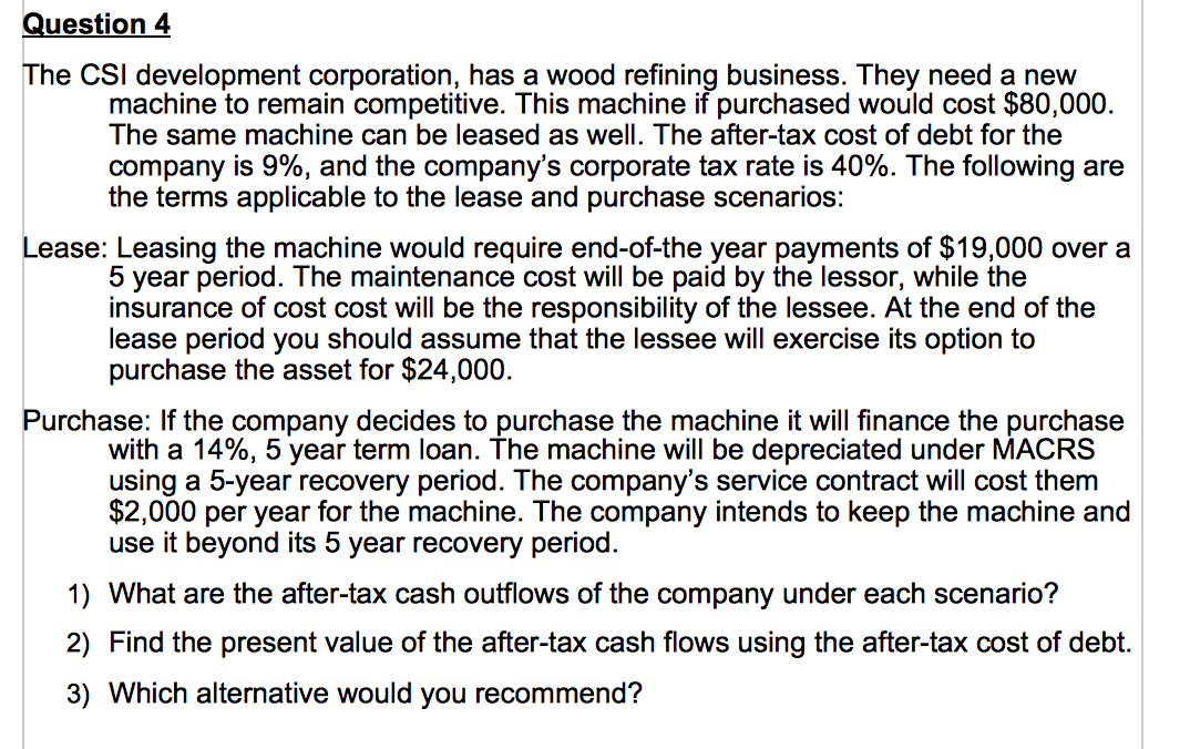 Please show all work using excel Question 4 The CSI development
