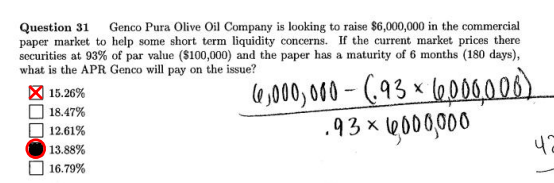 Please show all work or excel formulas the x marks the correct