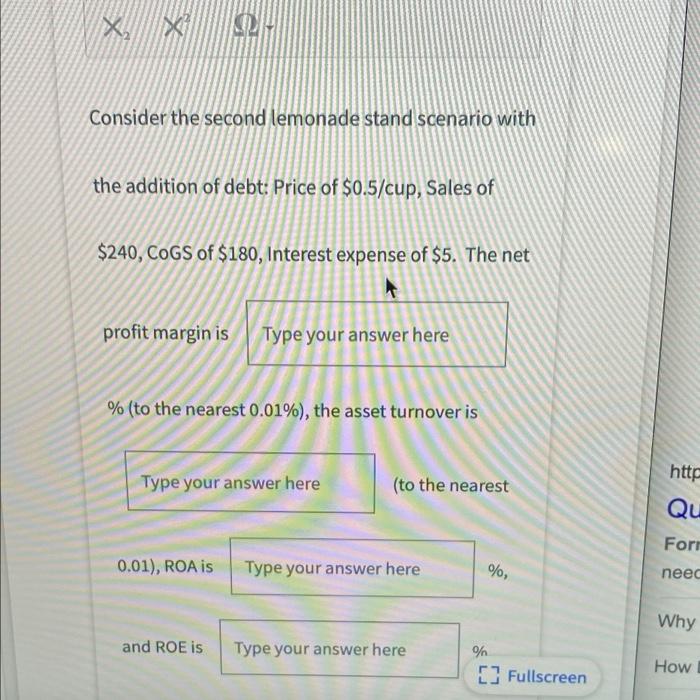  x x 22 Consider the second lemonade stand scenario with the