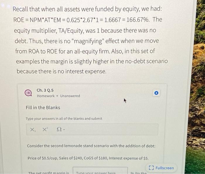 your answer here %, need Why and ROE is Type your answer