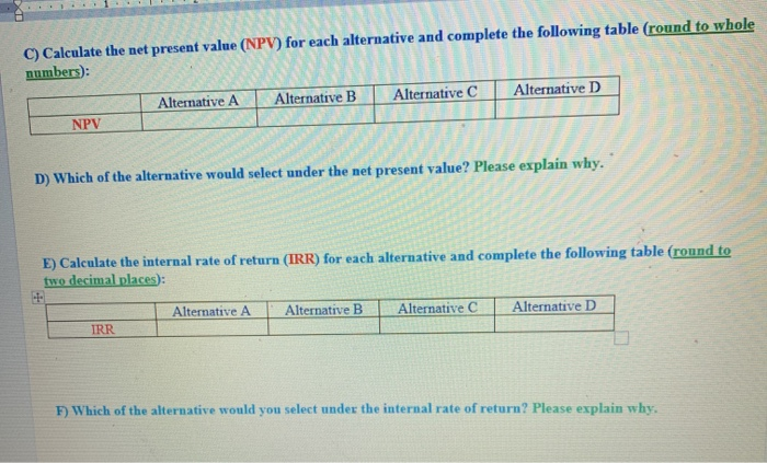 14%. The initial cost and future cash flows of the alternatives are