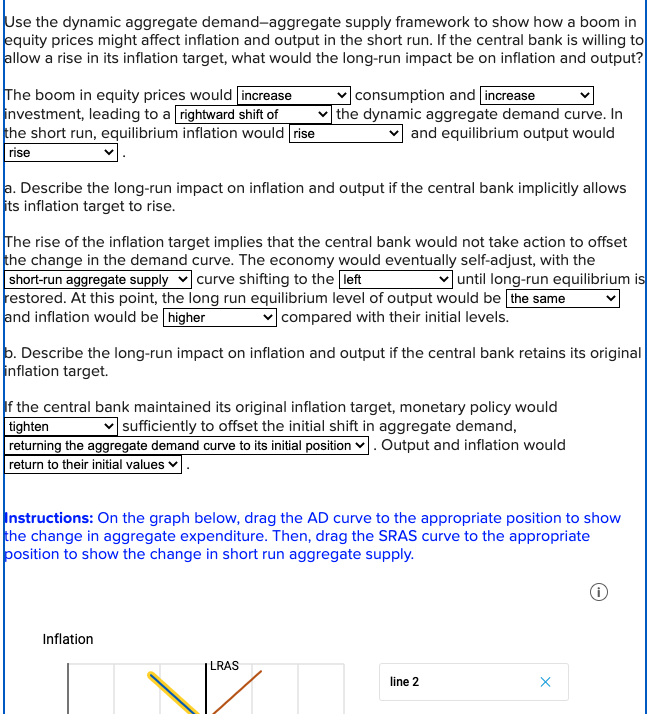  Use the dynamic aggregate demand-aggregate supply framework to show how a