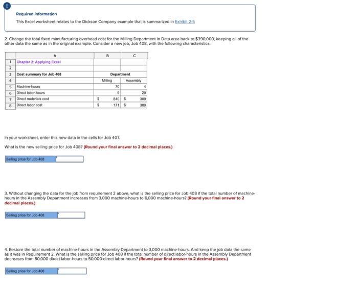  please post reply via chegg! Required information This Excel worksheet relates