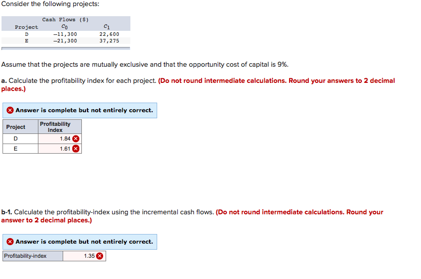  Consider the following projects: Project D E Cash Flows ($) -11,300
