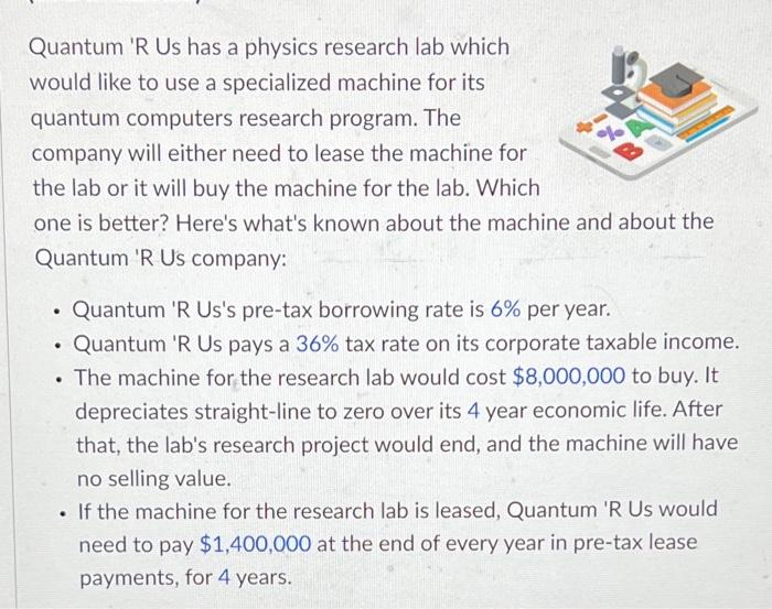  Quantum 'R Us has a physics research lab which would like